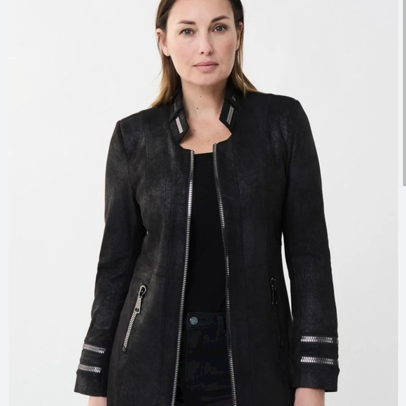 JOSEPH RIBKOFF FOILED FAUX SEUDE JACKET 261910